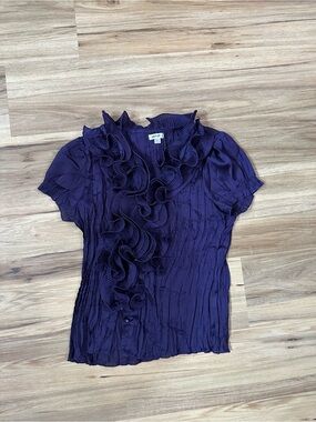 Jaipur Ruffled Short-Sleeve Blouse - Purple